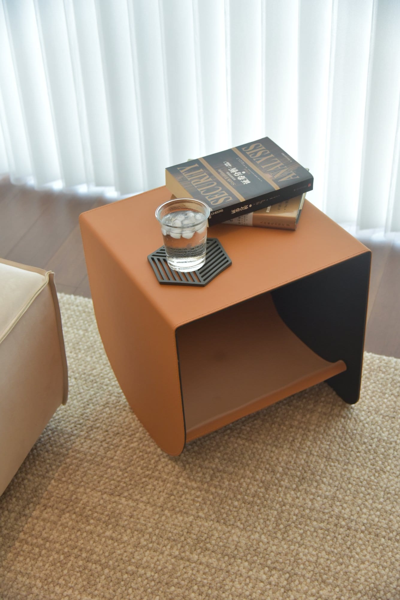 Peekaboo Tea Table With Leather — Orange photo 1