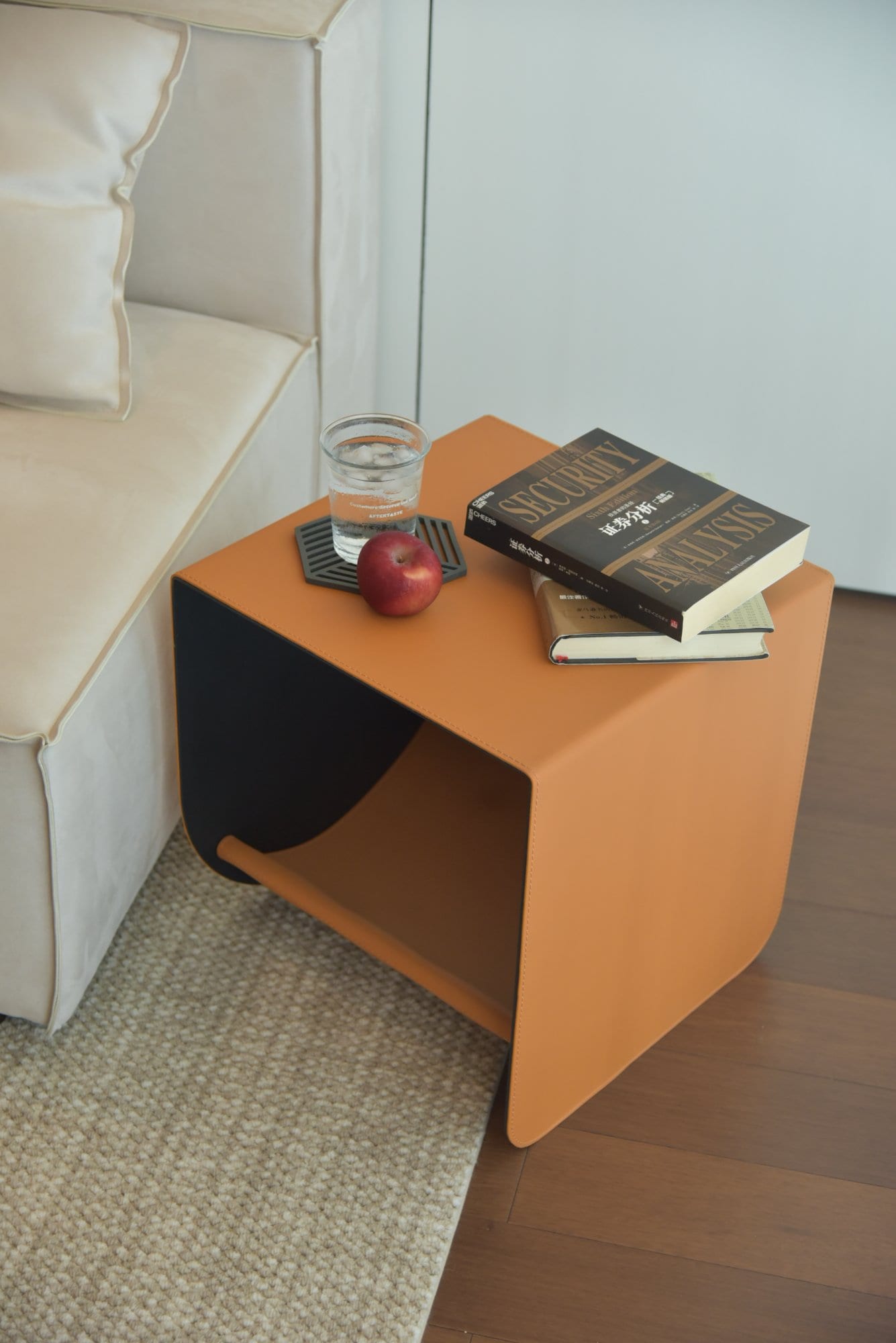 Peekaboo Tea Table With Leather — Orange photo 4