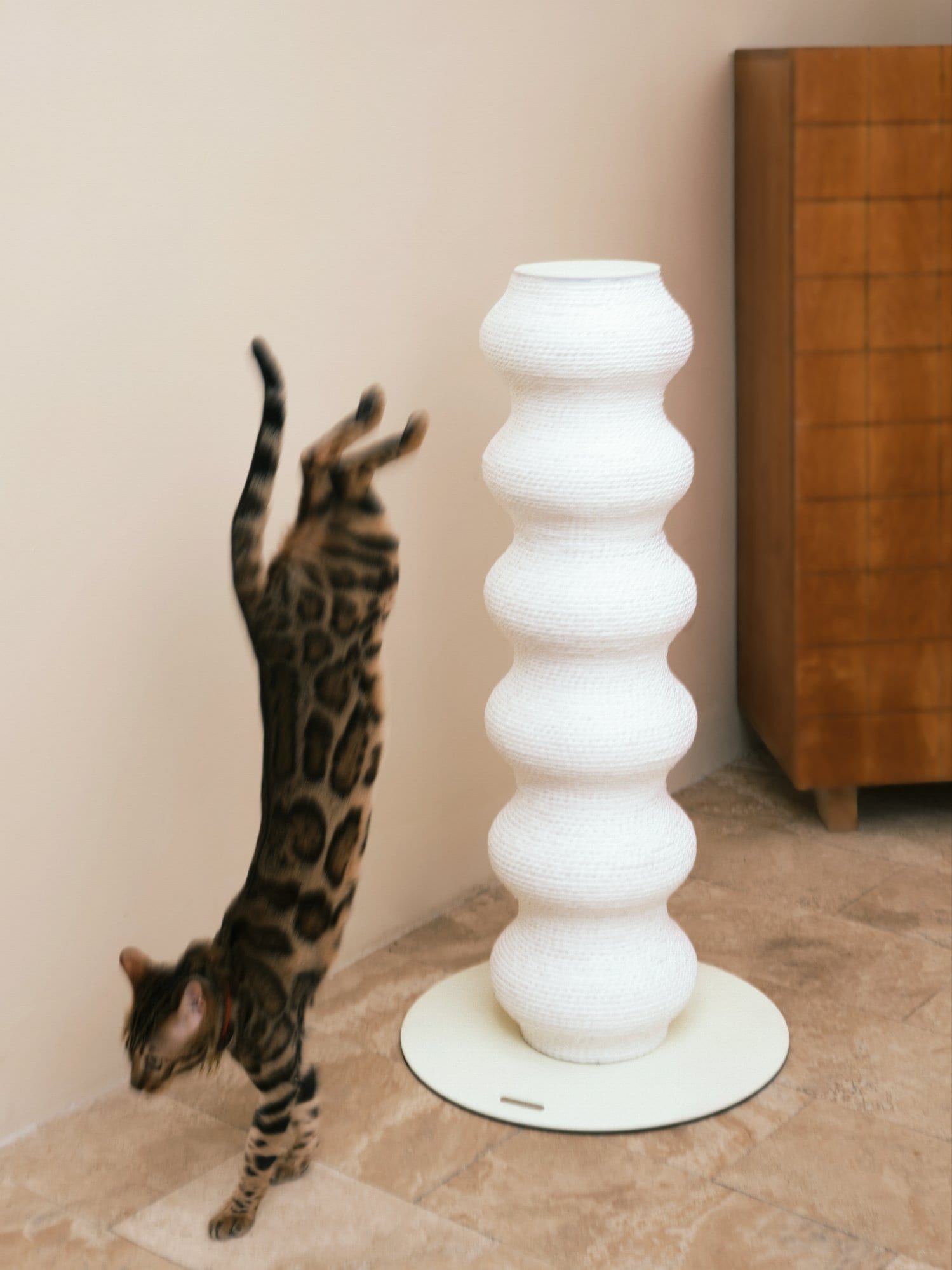 Coral Scratch Post — White photo 1